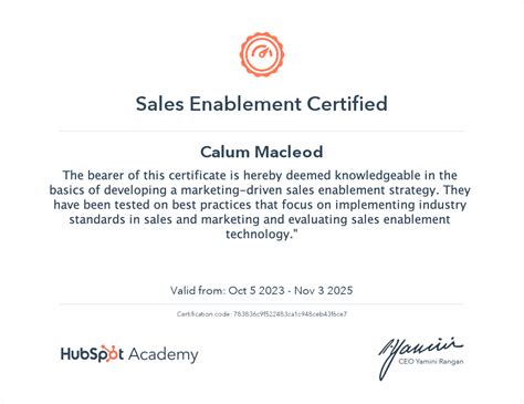 hubspot sales enablement certification